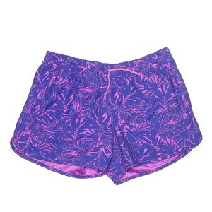 Columbia Purple and Pink Palm-Print Athletic Shorts